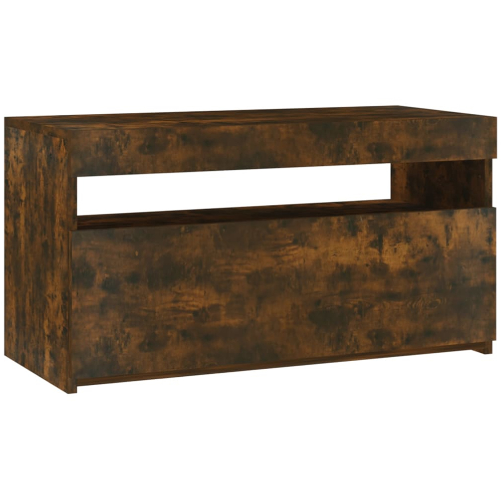 vidaXL Single Door Single Shelf Smoked Oak LED TV Cabinet Image 2