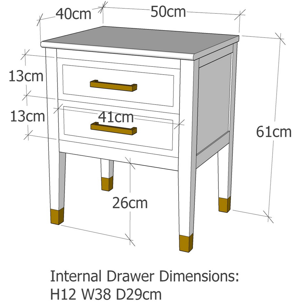 Palazzi 2 Drawers Brown Bedside Table Image 9