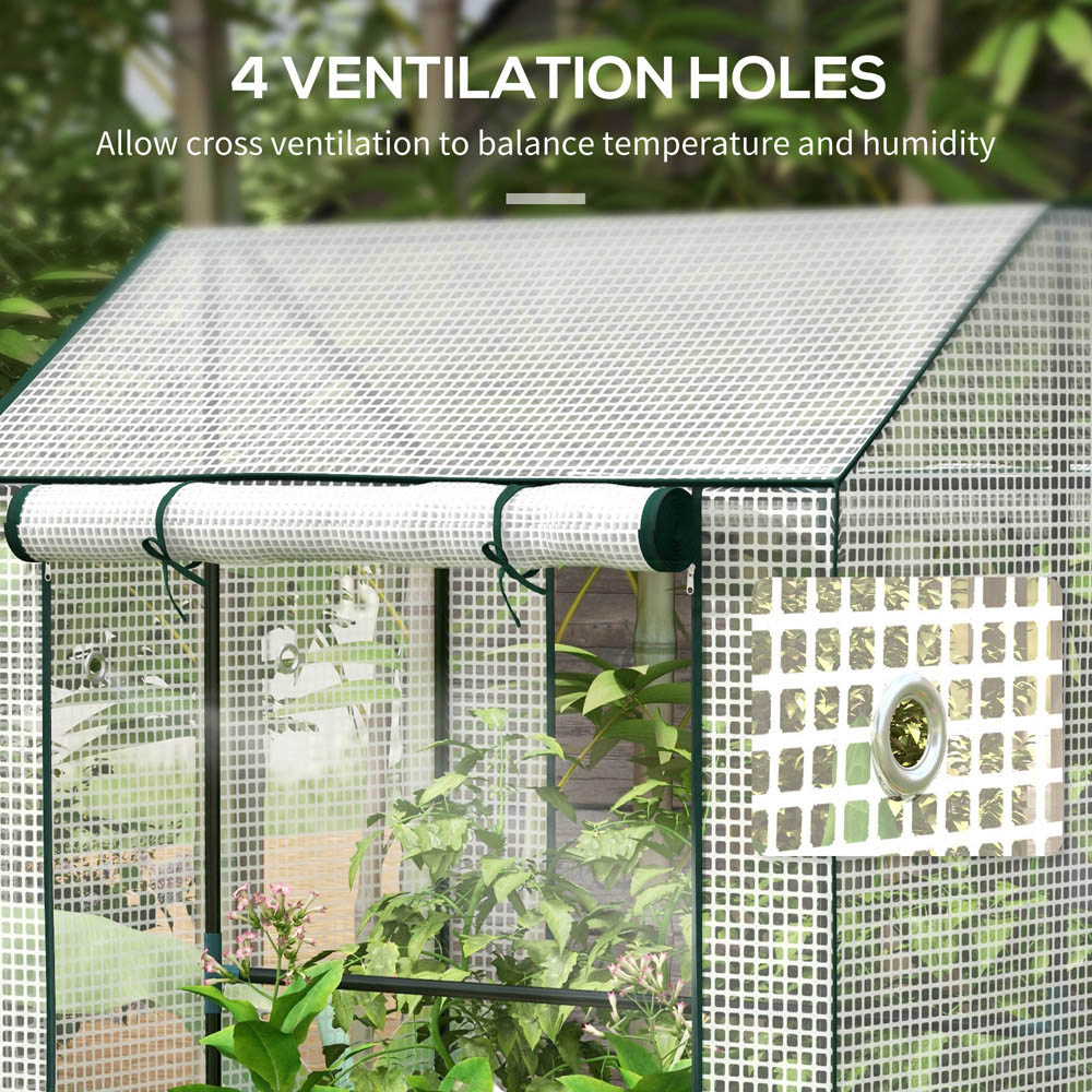 Outsunny 5 x 3.2ft Portable Walk-in Greenhouse with 2 Roll Up Door and Vent Holes Image 6