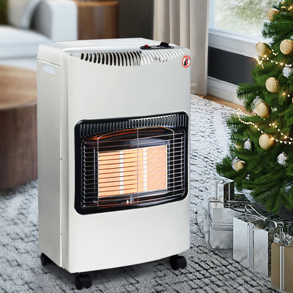 Living and Home Ceramic Gas Heater with Wheels White Image 2