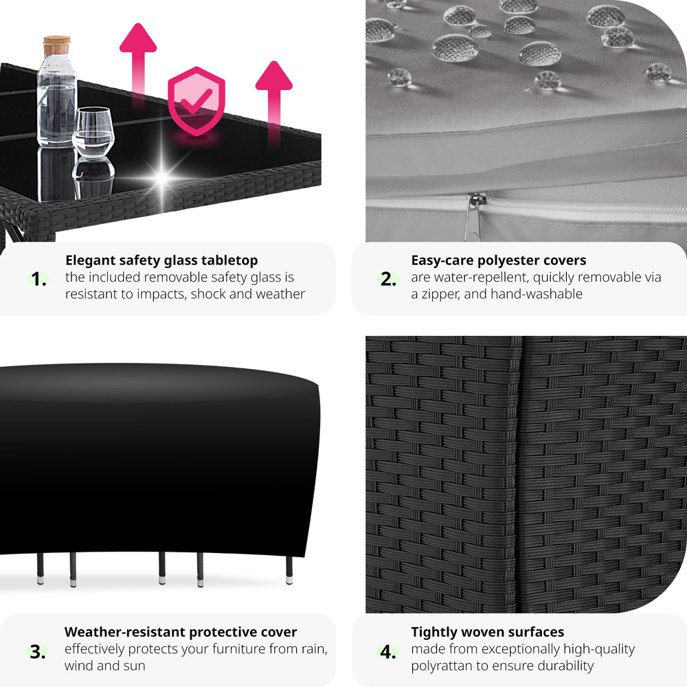 tectake Valencia Black and Grey 8 Seater Garden Dining Set Image 5