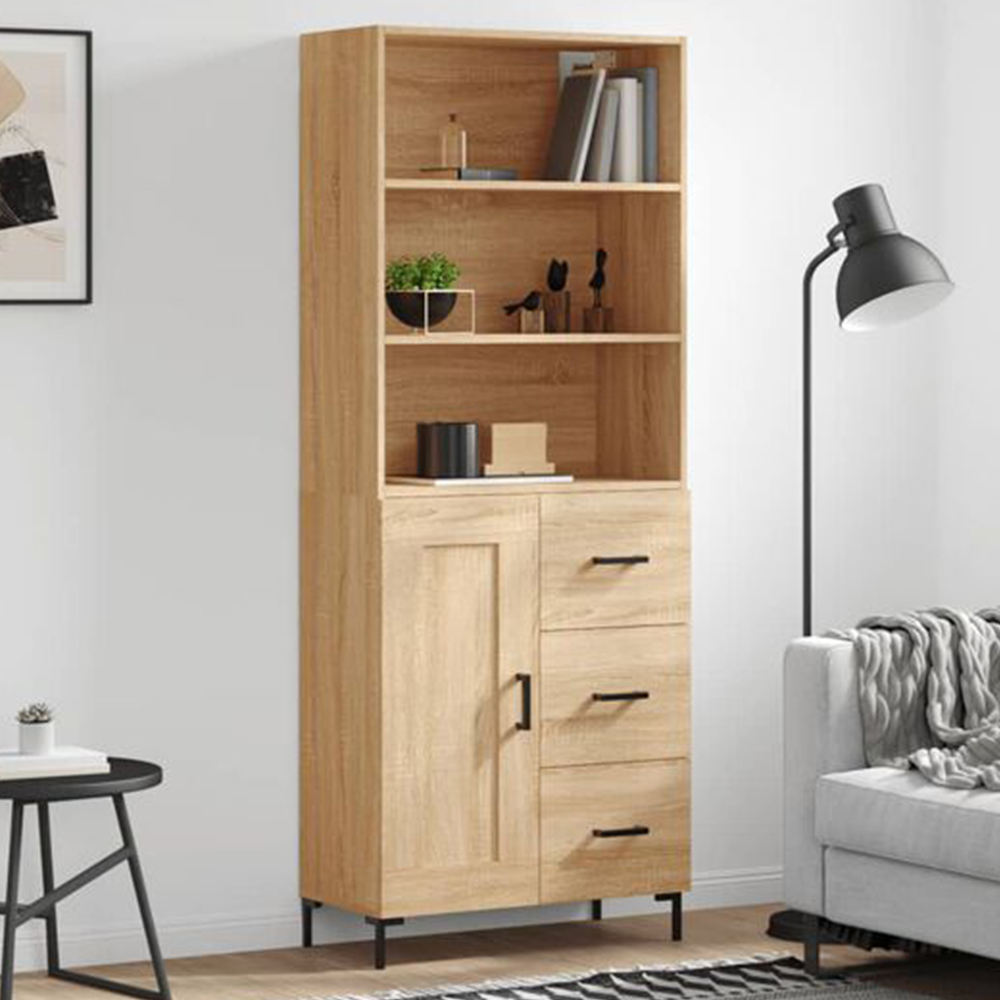 vidaXL Single Door 3 Drawer 3 Shelf Sonoma Oak Highboard Image 1