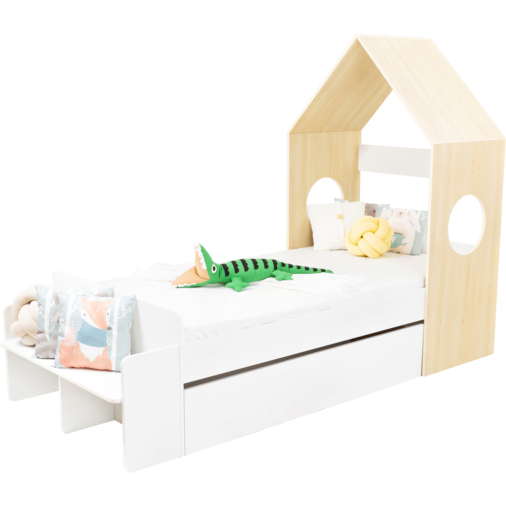 Seconique Cody Single White and Pine Effect House Bed Frame with Underbed Storage Drawer Image 5