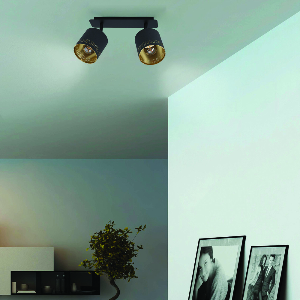 EGLO Esteperra Black 2 LED Fabric Ceiling Spotlight Image 2
