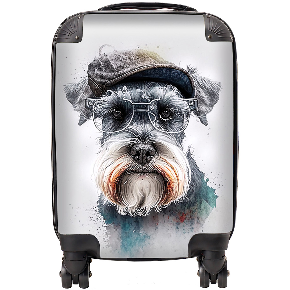 Warren Reed Designer Mini Cabin Splashart Miniature Schnauzer Dog Suitcase Image 1