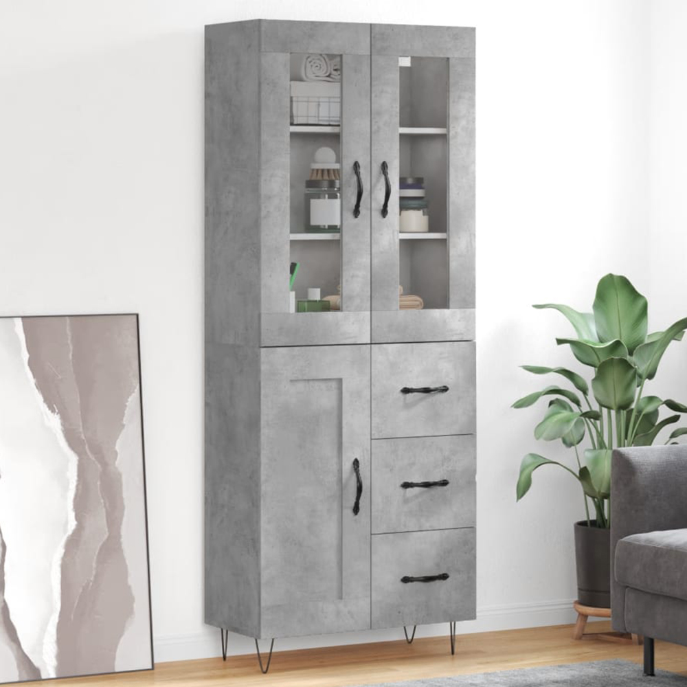 vidaXL 3 Door 3 Drawer Concrete Grey Highboard Image 1