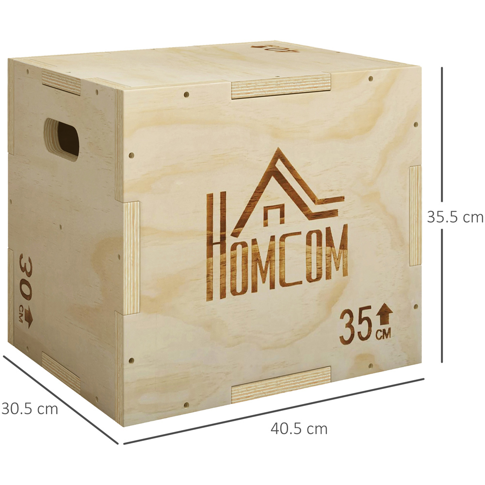HOMCOM 3-in-1 Natural Wooden Plyometric Jump Box with Handle 30.5 x 35.5 x 40.5cm Image 9