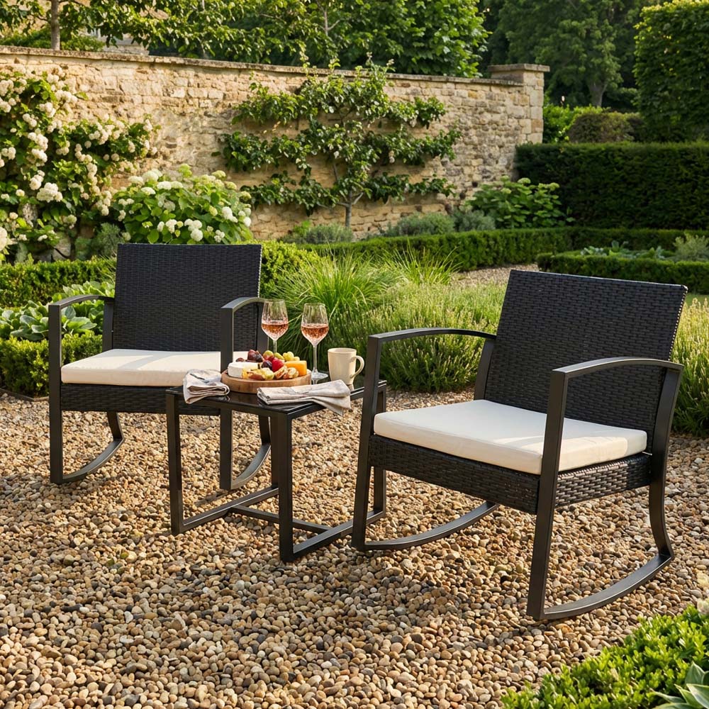 Monza 2 Seater Rocking Bistro Set Black Image 7