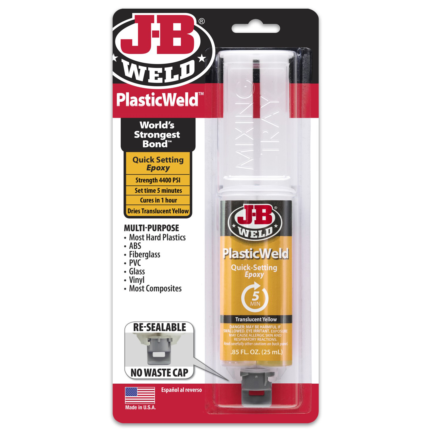 J B Weld Plasticweld Epoxy Syringe 25ml - Clear Image
