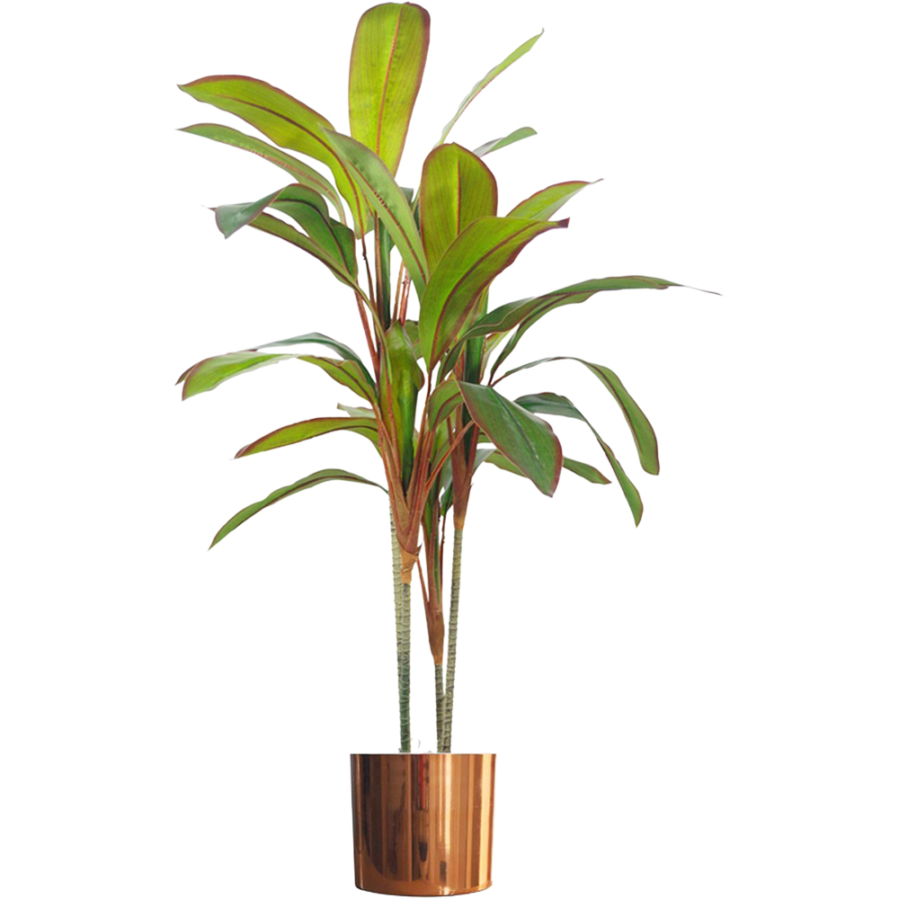 Leaf Dracaena Tropical Artificial Plant with Copper Metal Plater 100cm Image 1