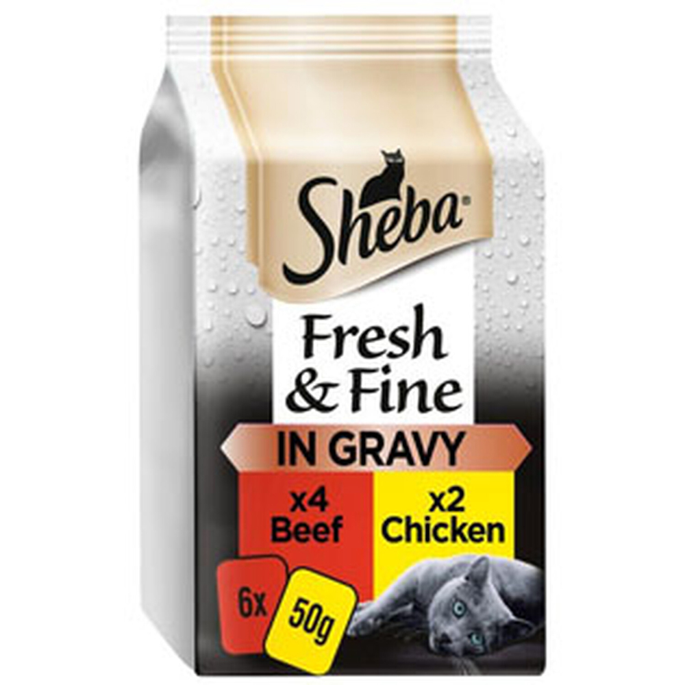 Sheba Fresh and Fine in Gravy Adult Cat Wet Food Pouch 50g 6 Pack Image 1