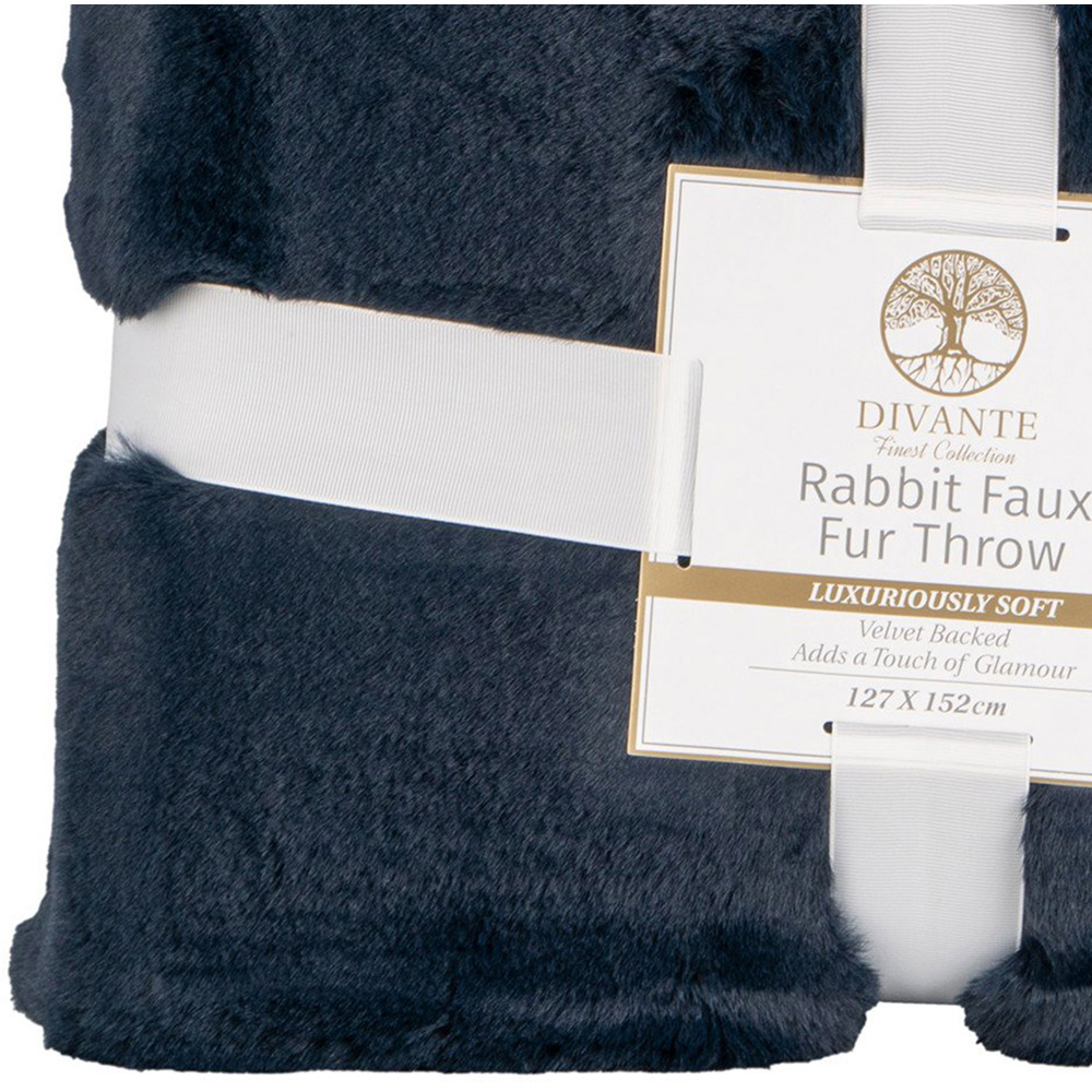Divante Navy Rabbit Faux Fur Throw 127 x 152cm Image 7