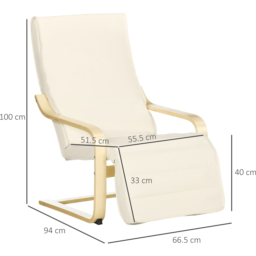 Portland Cream White Wooden Lounging Chair Image 7