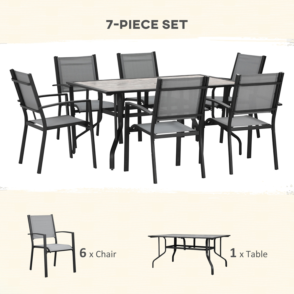 Outsunny 6 Seater Texteline Outdoor Dining Set Grey Image 4