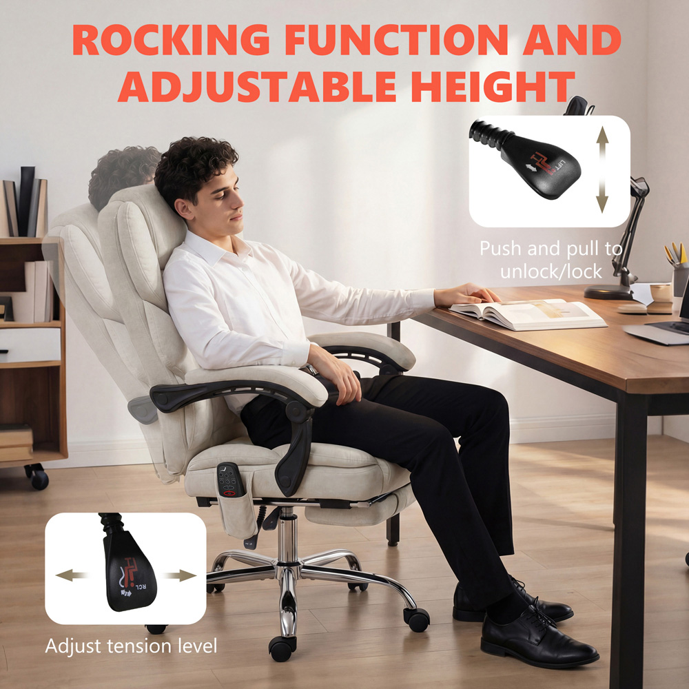 Portland Cream Massage and Heat Reclining Office Chair Image 7