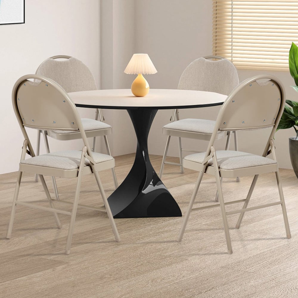 Costway Set of 4 Beige Fabric Foldable Dining Chairs Image 1