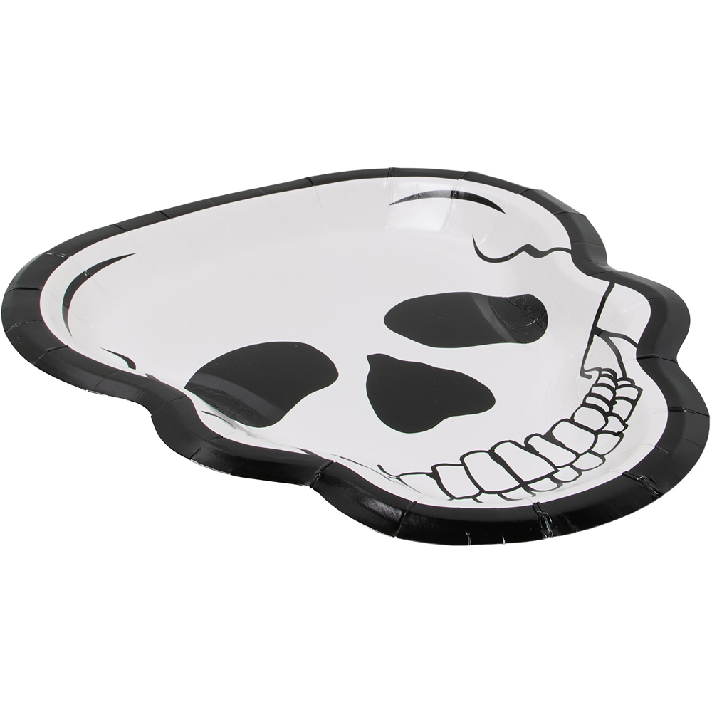 Pack of 10 Skull Paper Plates Monochrome Image 2