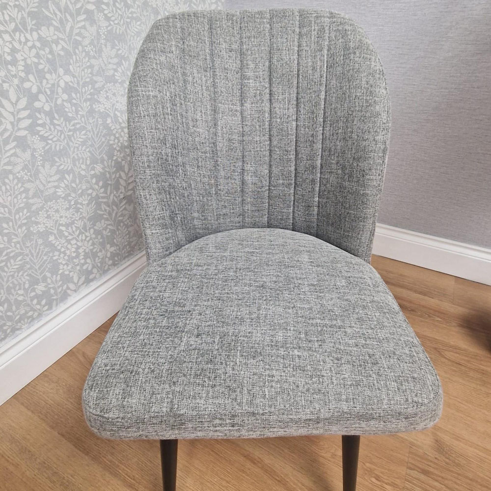 Kosy Koala Set of 4 Grey Woven Fabric Dining Chairs with Black Metal Legs Image 4