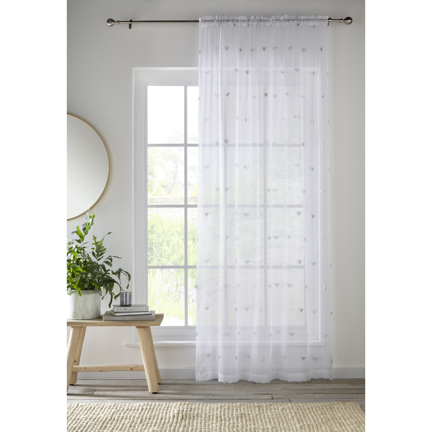 Bee Sheer Voile Panel - Silver / 137cm Image 4