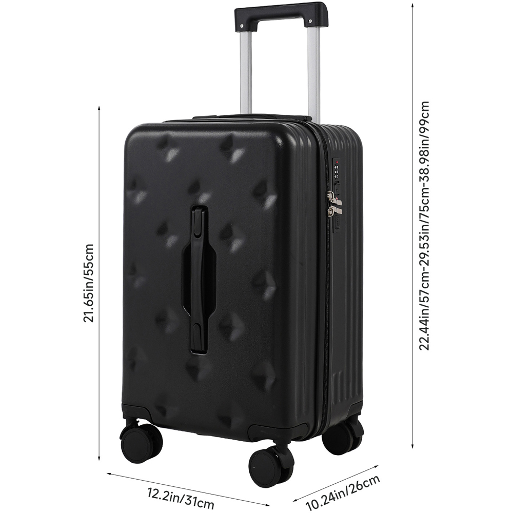H&O Direct Black ABS Hard Shell Suitcase with Cup Holder USB Port and Stickers 20 inch Image 6