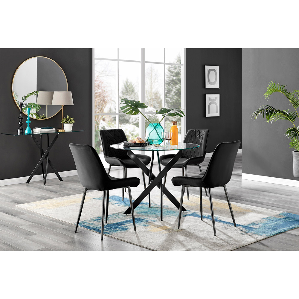 Furniturebox Arona Cesano 4 Seater Round Dining Set Black Image 9
