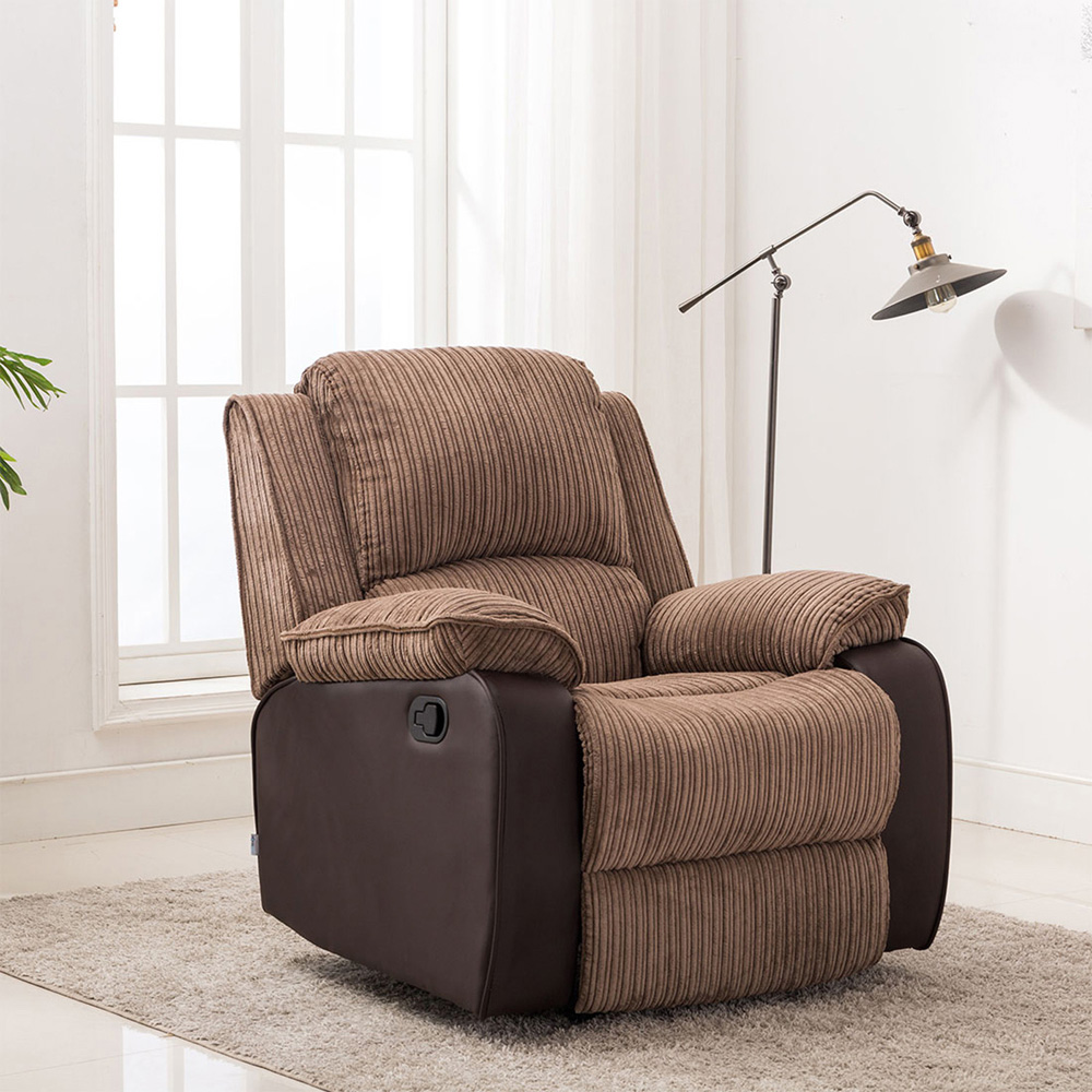 Furniture Online Postana Brown Jumbo Cord Manual Recliner Chair Image 7