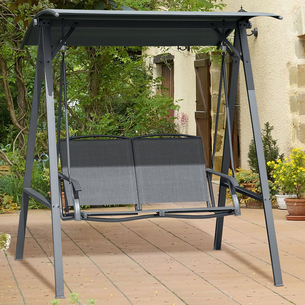 Outsunny 2 Seater Dark Grey Swing Chair with Canopy Image