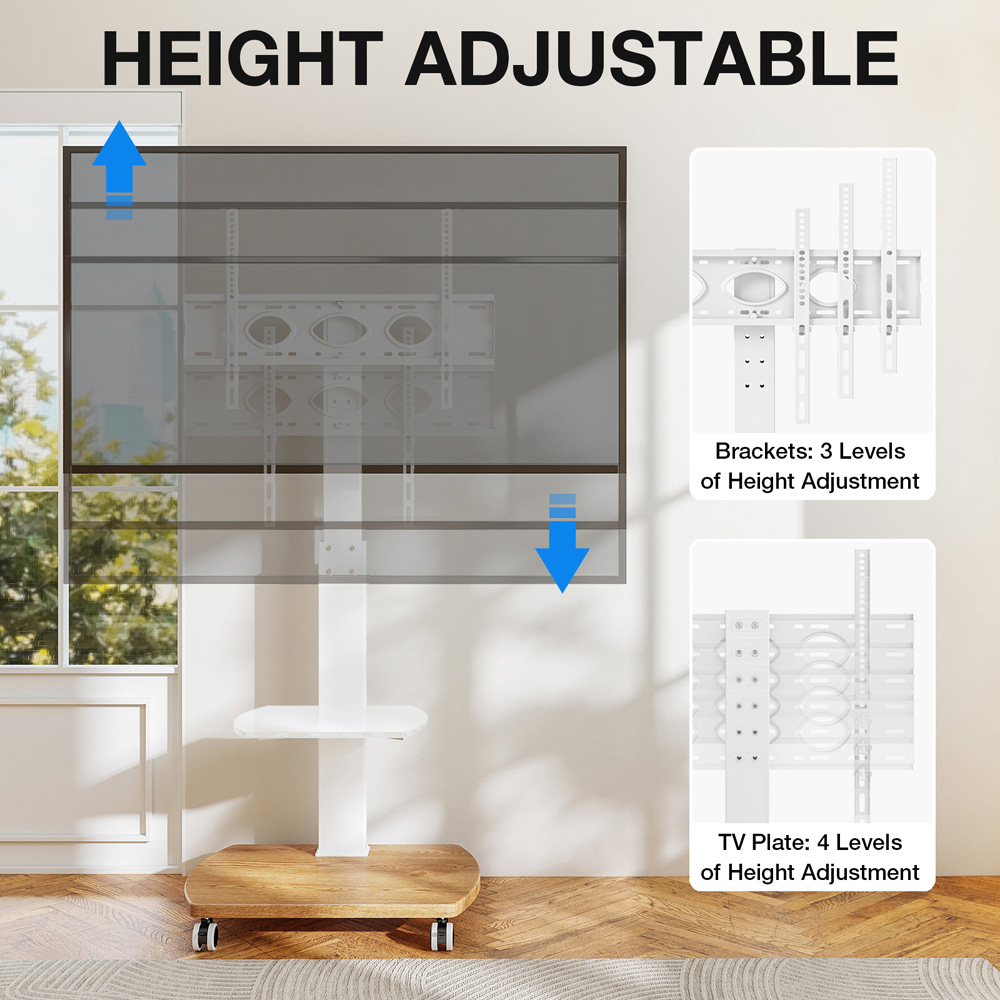 TTAP Oak Base 2 Shelf Floor Pedestal TV Stand Image 5