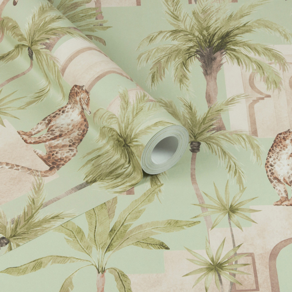 Arthouse Leopard Arches Sage Green Wallpaper Image 2