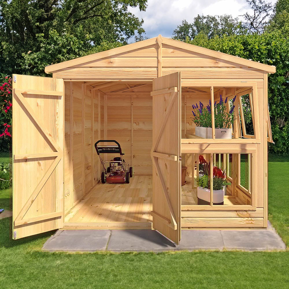 Shire GB Sun Hut 8 x 10ft Garden Shed with Bench Image 6