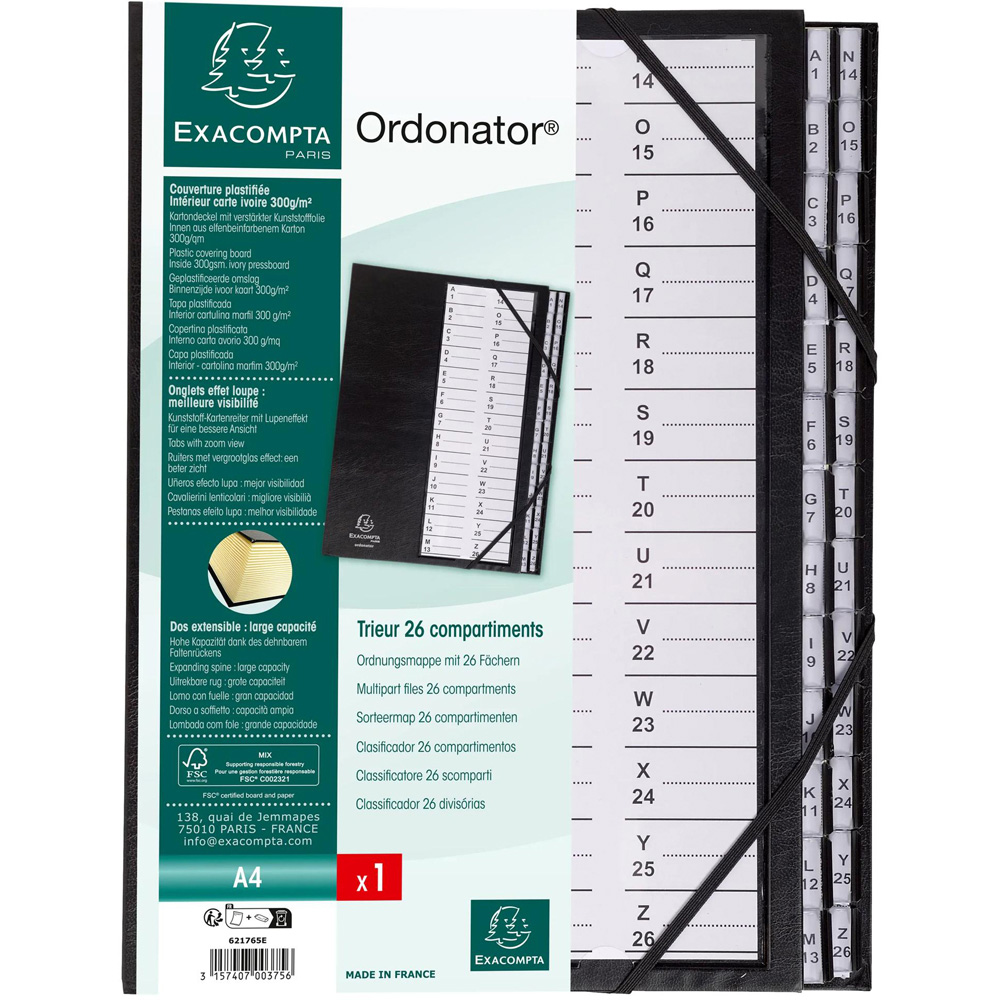 Exacompta A4 Black Multipart File with Elastic Straps and A-Z Tabs Image 7
