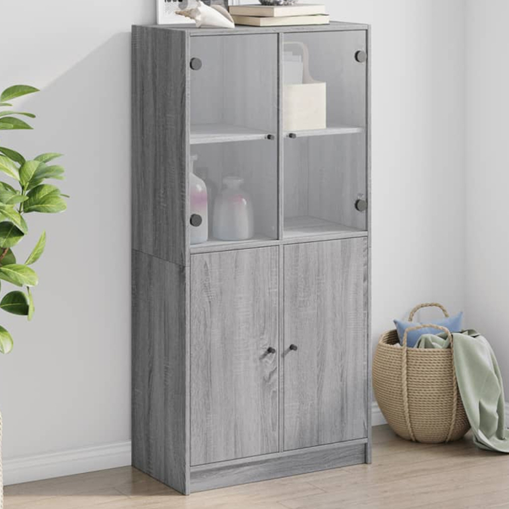 vidaXL 4 Door Grey Sonoma Highboard Image 1
