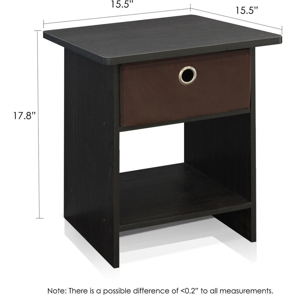 Walplus Dario Single Drawer Single Shelf Espresso End Table Image 9