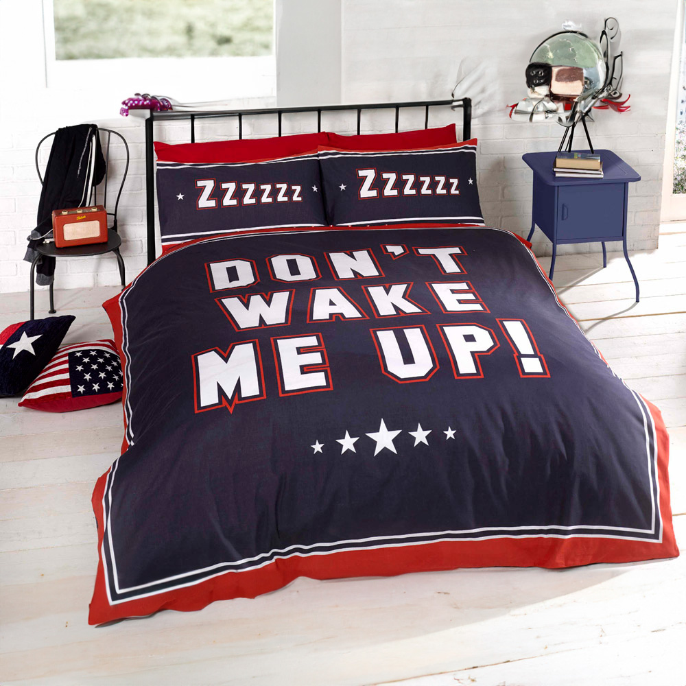 Rapport Home Don't Wake Me Up King Size Navy Duvet Cover Set Image 1