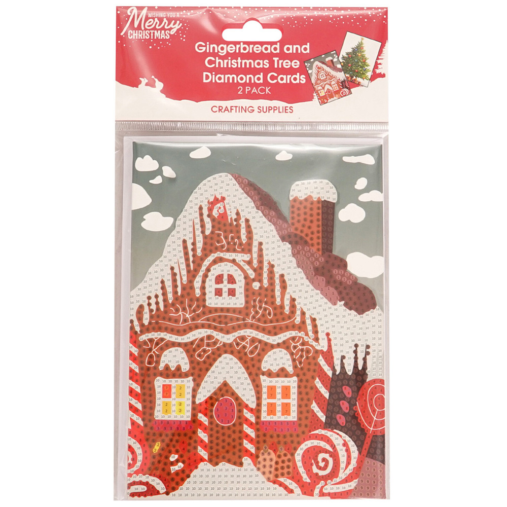 Pack of 2 Christmas Diamond Cards - Gingerbread and Christmas Tree Image