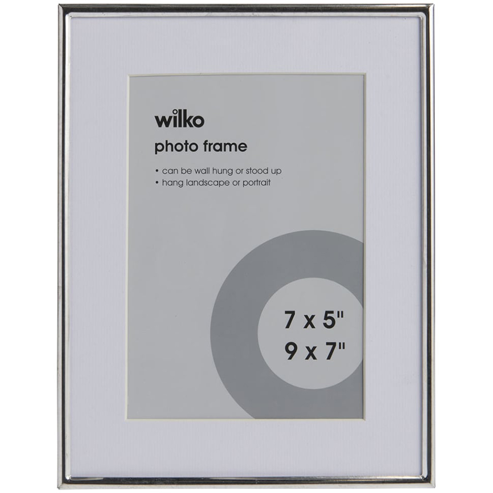 Wilko Narrow Silver Effect Photo Frame 9 x 7inch Image 1