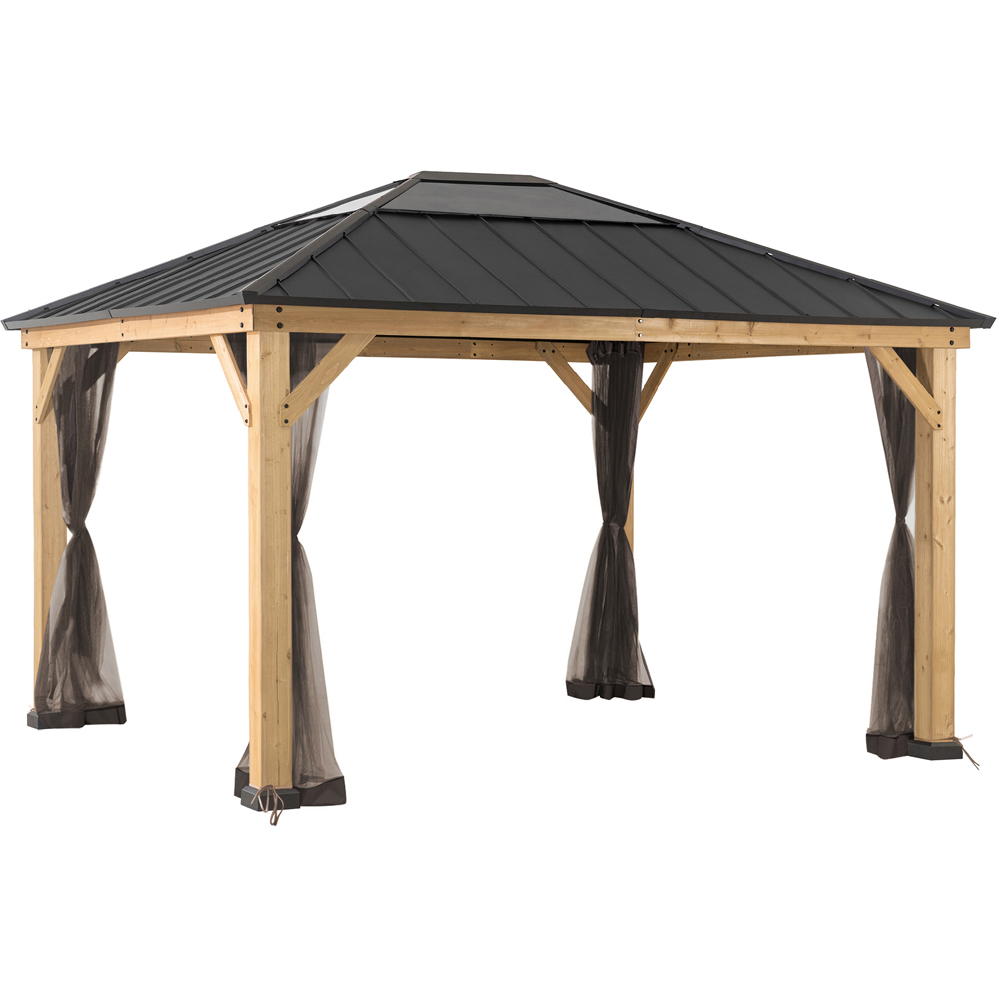 Sunjoy 3.9 x 3.3m Khaki Accessory Netting for Cedar Wood Gazebo (Gazebo Not Include) Image 2