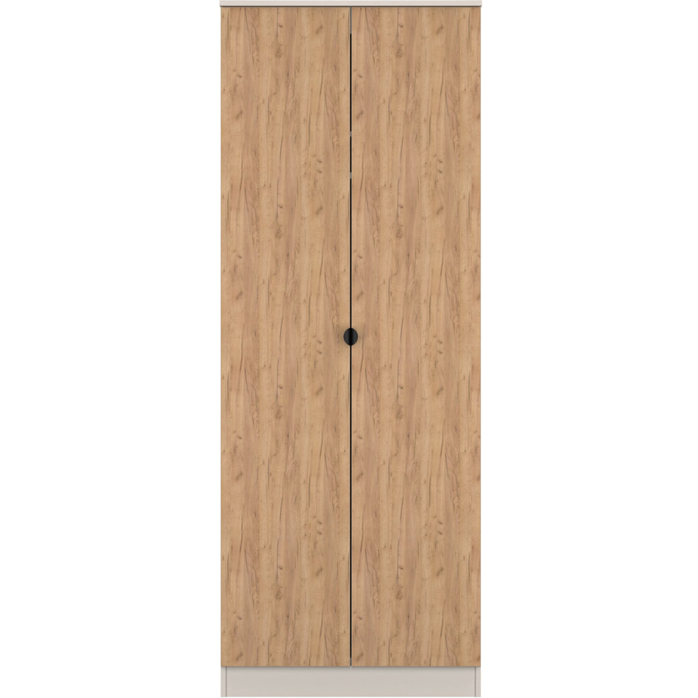 Crowndale Bora 2 Door Gold Oak and Kashmir Tall Double Wardrobe Image 2