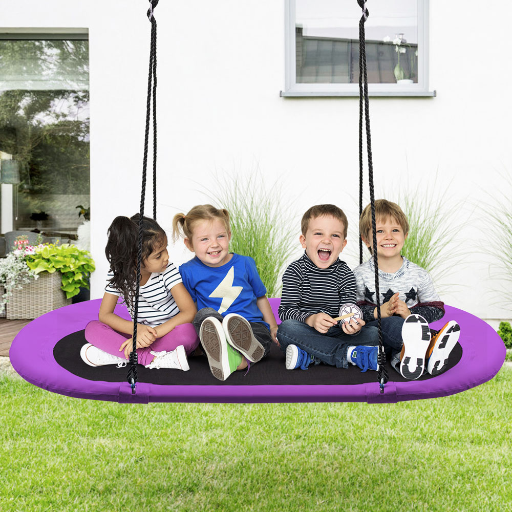 Costway Purple Children Oval Adjustable Swing Set 150cm Image 2