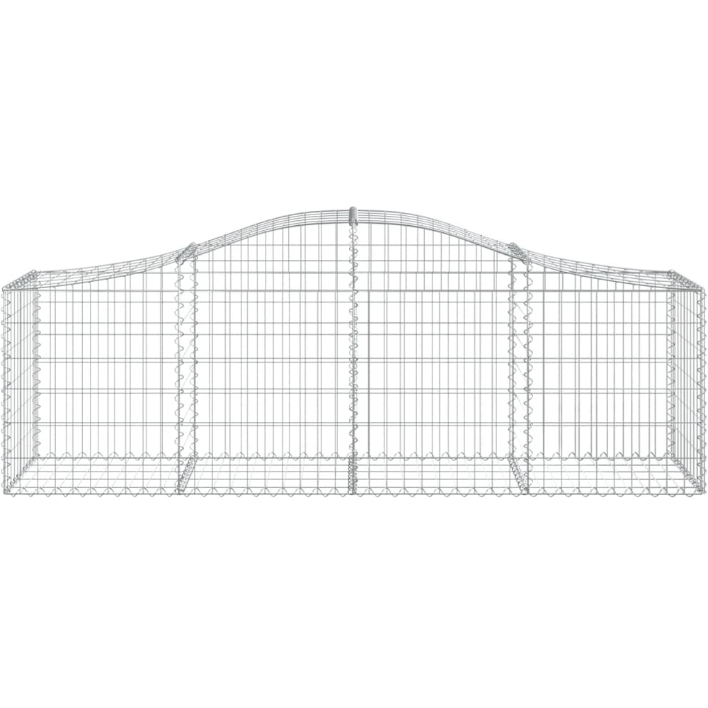 vidaXL Silver Galvanised Iron Arched Gabion Basket 60/80 x 200 x 50cm Image 4