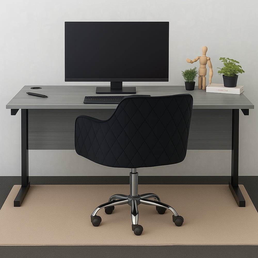 Kosy Koala Grey Wooden Office Desk with Black Velvet Upholstered Chair Image 1