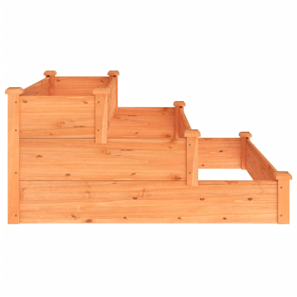 vidaXL 3-Tier Brown Solid Fir Wood Raised Garden Bed 56 x 120 x 120cm Image 4