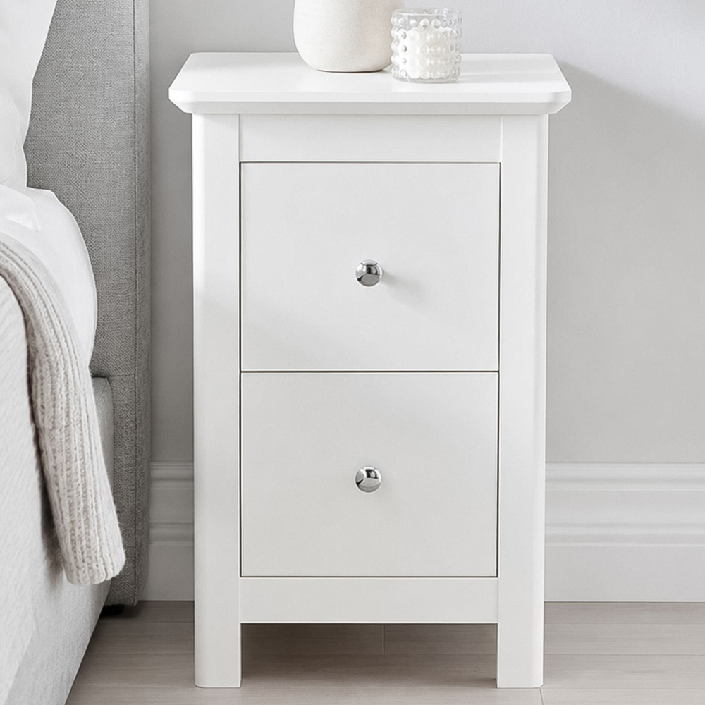 Core Products Nairn 2 Drawer White Petite Bedside Cabinet Image 1