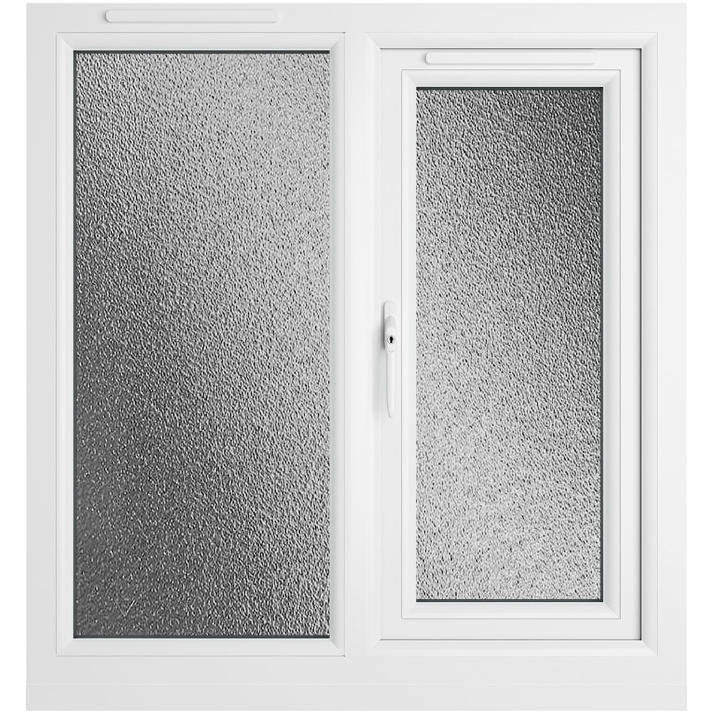 Crystal uPVC Triple Glazed Window LH Side Hung Next to a Fixed Grey White Obscure Glass 905x965mm Image 2