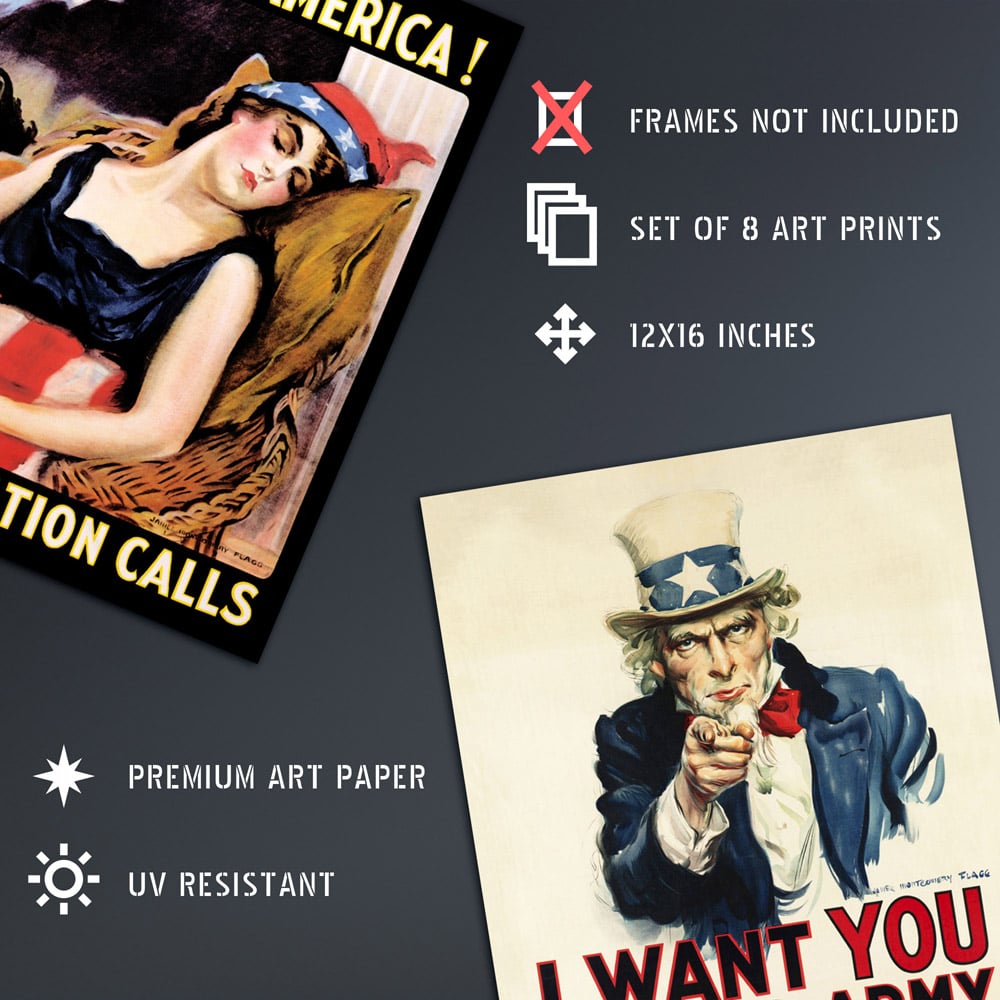 Artery8 USA Vintage Military Recruitment Poster Wall Art Print 30 x 41cm 8 Pack Image 4