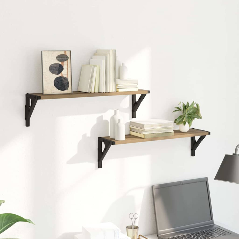 vidaXL 60 x 15cm Artisan Oak Wall Shelf Set of 2 Image 2