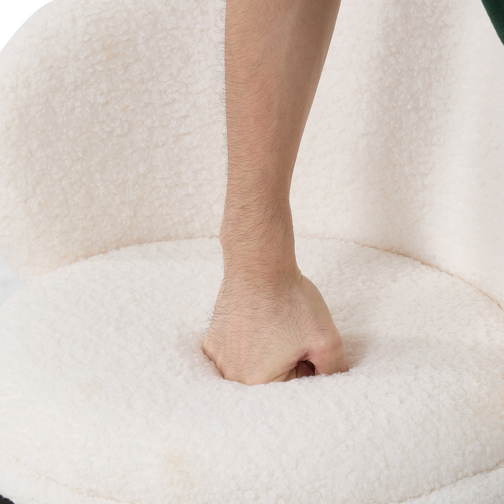 Living and Home White Sherpa Fleece Curved Backrest Bar Stool Set of 2 Image 5