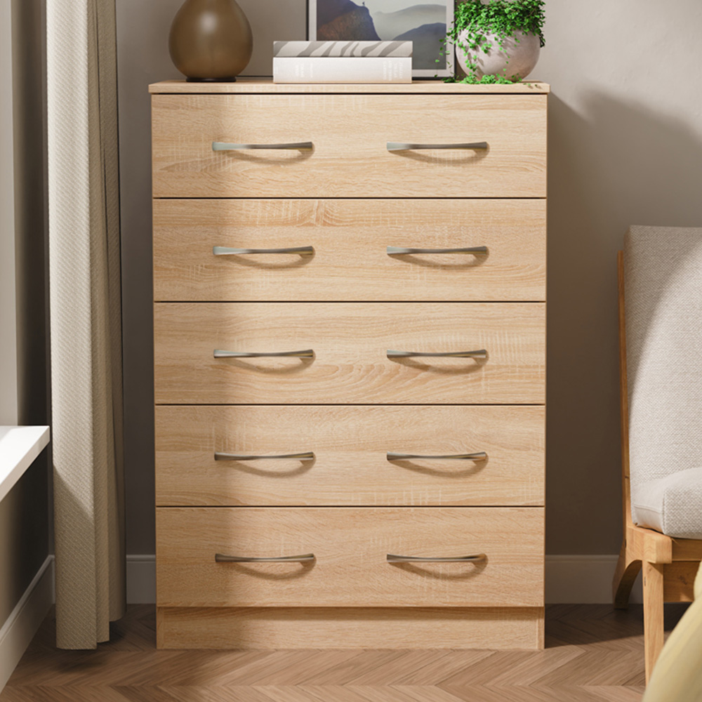 Crowndale Avon 5 Drawer Bardolino Oak Chest of Drawers Image 1
