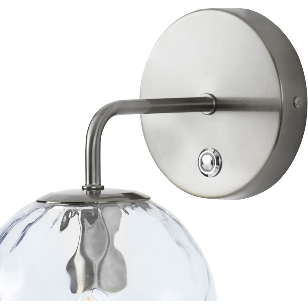 Teamson Home Silver Single Light Armed Wall Sconce Glass Globe Shade Image 4