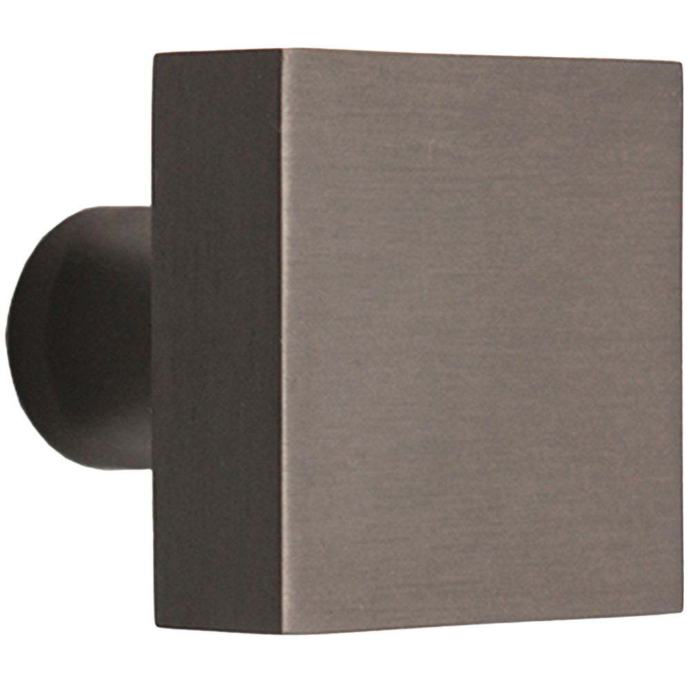 Spira Brass Gunmetal Grey Square 38mm Cupboard Knob Image 1